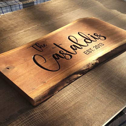 Custom Live Edge Walnut Wood Name Sign