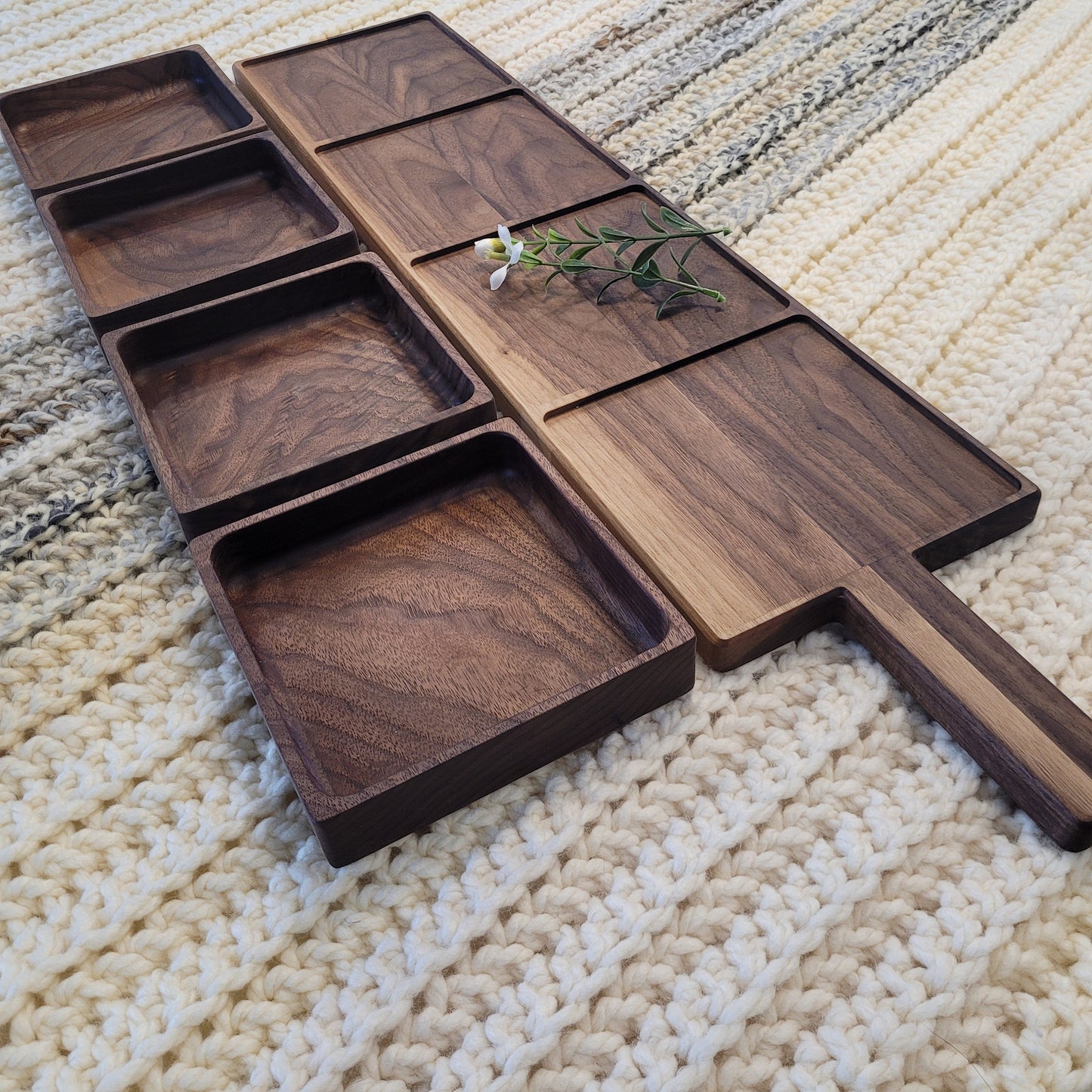 Walnut Charcuterie Board With Trays