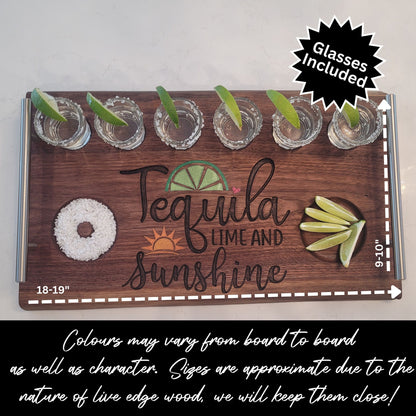 Custom Tequila Flight Board With Shot Glasses