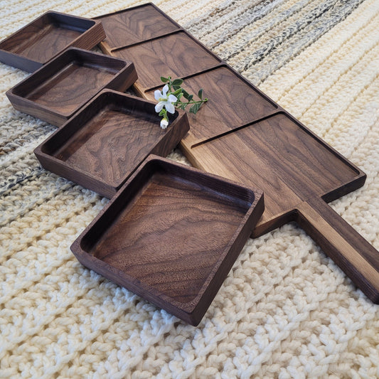 Walnut Charcuterie Board With Trays